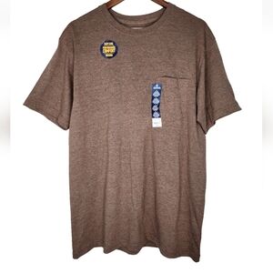 Stafford Pocket Crew Neck Short Sleeve Tee in Brown Heather Size M New With Tags